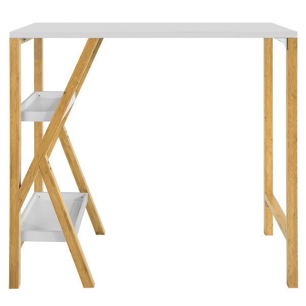 Barbord, højt bord, hvid bordplade, bambus